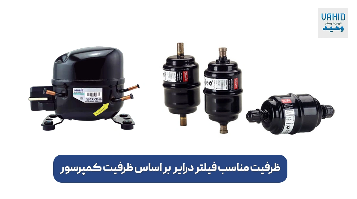 ظرفیت مناسب فیلتر درایر بر اساس ظرفیت کمپرسور